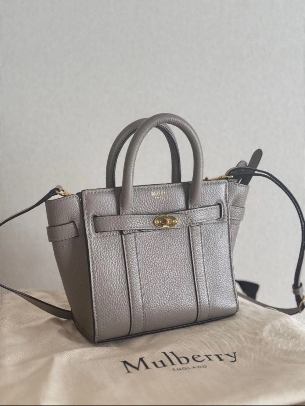 Mulberry Small Taupe Leather Satchel Bag